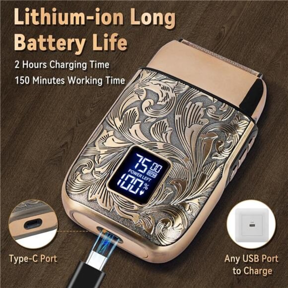 Shave Electric Foil Shavers for Men, 3-Speed Electric Razor, Bald Head Shavers - Picture 4 of 7